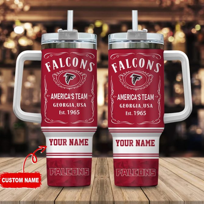 Atlanta Falcons Nfl Custom Stanley Quencher 40Oz Stainless Steel Tumbler With Handle