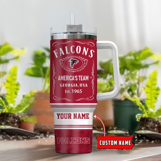 Atlanta Falcons Nfl Custom Stanley Quencher 40Oz Stainless Steel Tumbler With Handle - Image 2