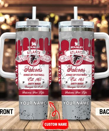 Atlanta Falcons Nfl Kings Of Football Custom Stanley Quencher 40Oz Stainless Steel Tumbler With Handle