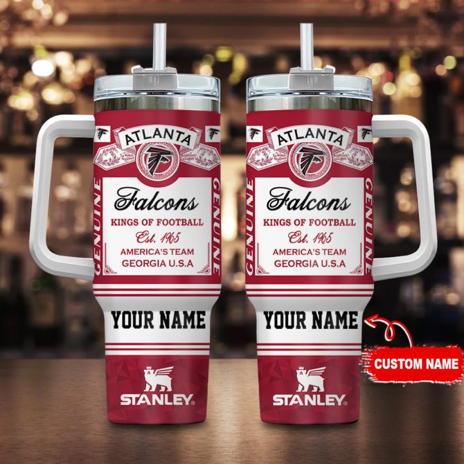 Atlanta Falcons Nfl Kings Of Football Custom Stanley Quencher 40Oz Stainless Steel Tumbler With Handle