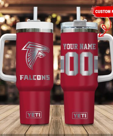 Atlanta Falcons Nfl Laser Engraved Effect Custom Stanley Quencher 40Oz Stainless Steel Tumbler With Handle