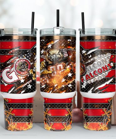 Atlanta Falcons Nfl Mascot Custom Stanley Quencher 40Oz Stainless Steel Tumbler With Handle