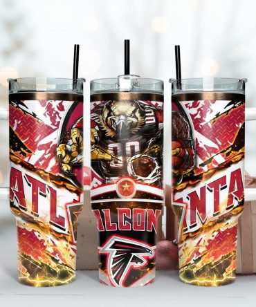 Atlanta Falcons Nfl Mascot Custom Stanley Quencher 40Oz Stainless Steel Tumbler With Handle