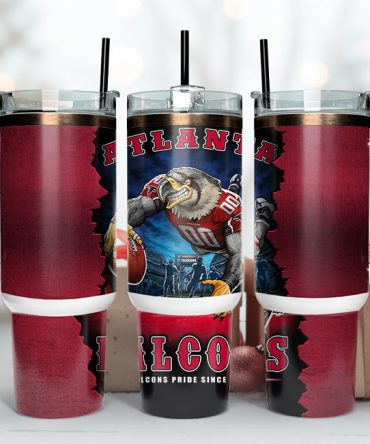 Atlanta Falcons Nfl Mascot Custom Stanley Quencher 40Oz Stainless Steel Tumbler With Handle