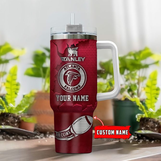 Atlanta Falcons Nfl Metal Style Custom Stanley Quencher 40Oz Stainless Steel Tumbler With Handle - Image 2
