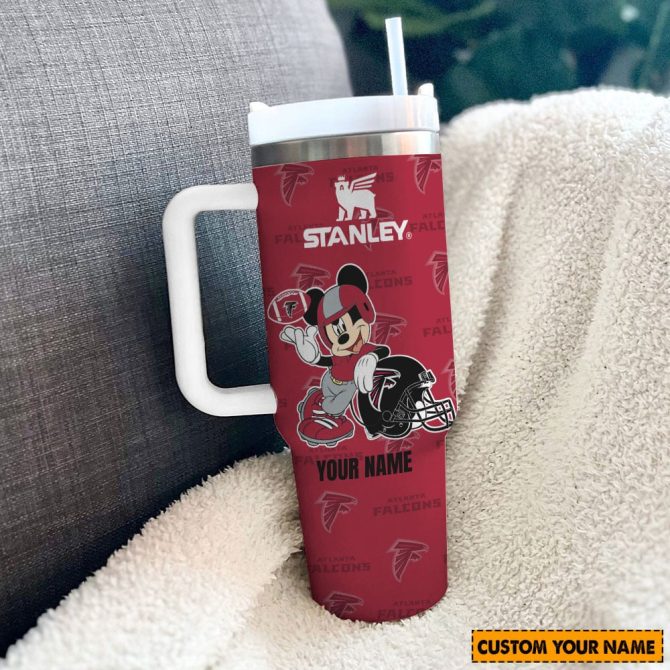 Atlanta Falcons Nfl Mickey Mouse Custom Stanley Quencher 40Oz Stainless Steel Tumbler With Handle - Image 3