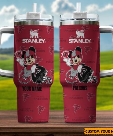 Atlanta Falcons Nfl Mickey Mouse Custom Stanley Quencher 40Oz Stainless Steel Tumbler With Handle