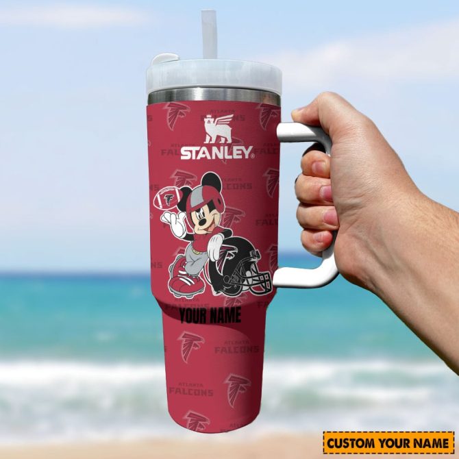 Atlanta Falcons Nfl Mickey Mouse Custom Stanley Quencher 40Oz Stainless Steel Tumbler With Handle - Image 2