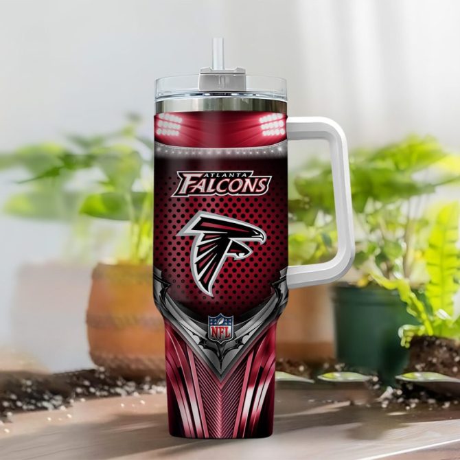 Atlanta Falcons Nfl Nutrition Facts Custom Stanley Quencher 40Oz Stainless Steel Tumbler With Handle - Image 2