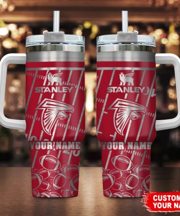 Atlanta Falcons Nfl Silver Custom Stanley Quencher 40Oz Stainless Steel Tumbler With Handle