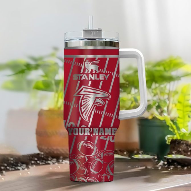 Atlanta Falcons Nfl Silver Custom Stanley Quencher 40Oz Stainless Steel Tumbler With Handle - Image 2