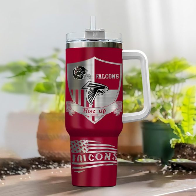 Atlanta Falcons Nfl Silver Logo Custom Stanley Quencher 40Oz Stainless Steel Tumbler With Handle - Image 2