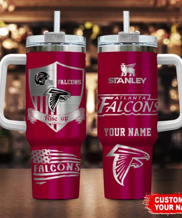 Atlanta Falcons Nfl Silver Logo Custom Stanley Quencher 40Oz Stainless Steel Tumbler With Handle