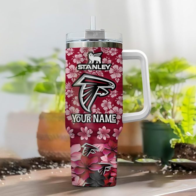 Atlanta Falcons Nfl Tropical Floral Custom Stanley Quencher 40Oz Stainless Steel - Image 2