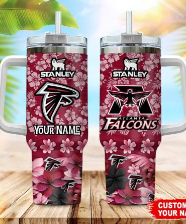 Atlanta Falcons Nfl Tropical Floral Custom Stanley Quencher 40Oz Stainless Steel