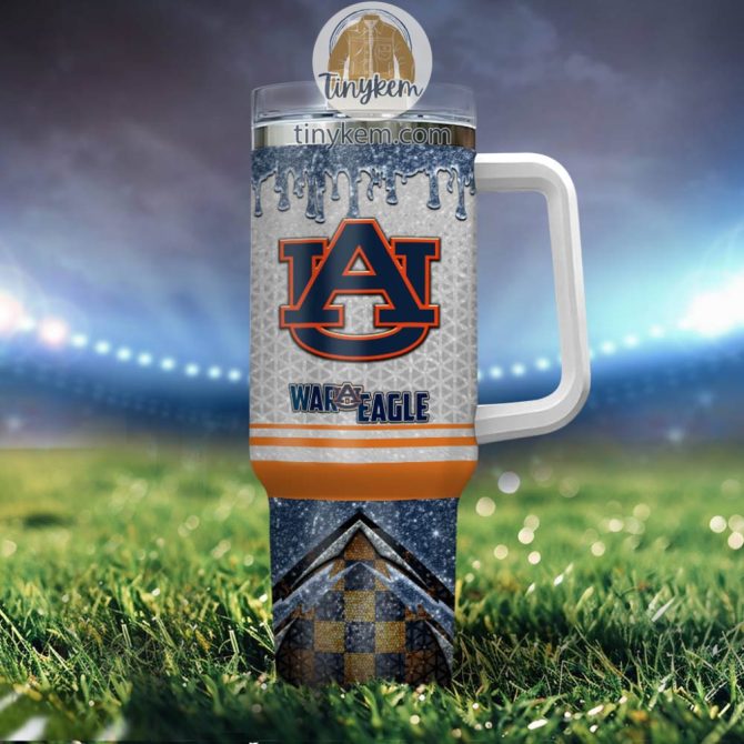 Auburn Tigers Glitter Ncaa Custom Stanley Quencher 40Oz Stainless Steel Tumbler With Handle - Image 4