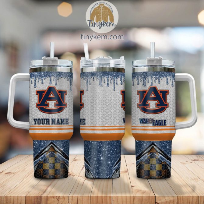Auburn Tigers Glitter Ncaa Custom Stanley Quencher 40Oz Stainless Steel Tumbler With Handle - Image 2