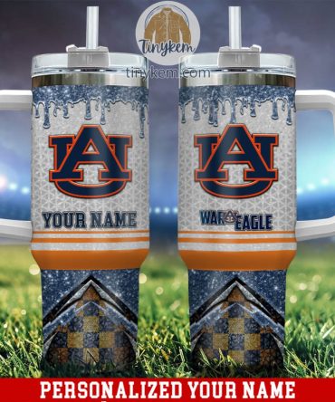 Auburn Tigers Glitter Ncaa Custom Stanley Quencher 40Oz Stainless Steel Tumbler With Handle