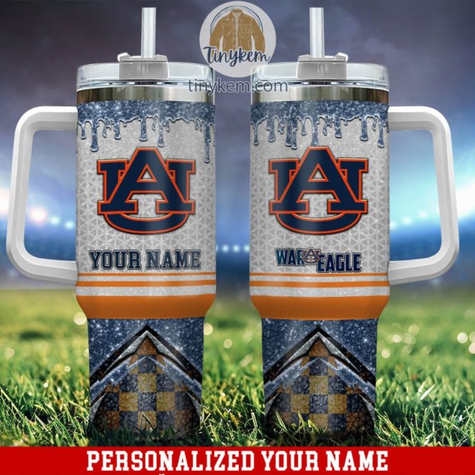Auburn Tigers Glitter Ncaa Custom Stanley Quencher 40Oz Stainless Steel Tumbler With Handle