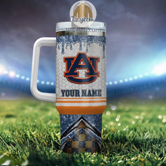 Auburn Tigers Glitter Ncaa Custom Stanley Quencher 40Oz Stainless Steel Tumbler With Handle - Image 3
