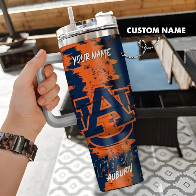 Auburn Tigers Ncaa Custom Stanley Quencher 40Oz Stainless Steel Tumbler With Handle