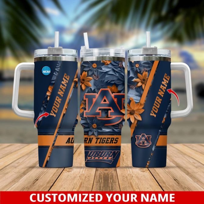 Auburn Tigers Ncaa Custom Stanley Quencher 40Oz Stainless Steel Tumbler With Handle