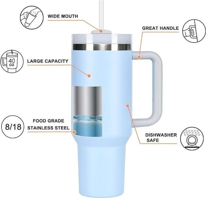 Auburn Tigers Ncaa Custom Stanley Quencher 40Oz Stainless Steel Tumbler With Handle - Image 2