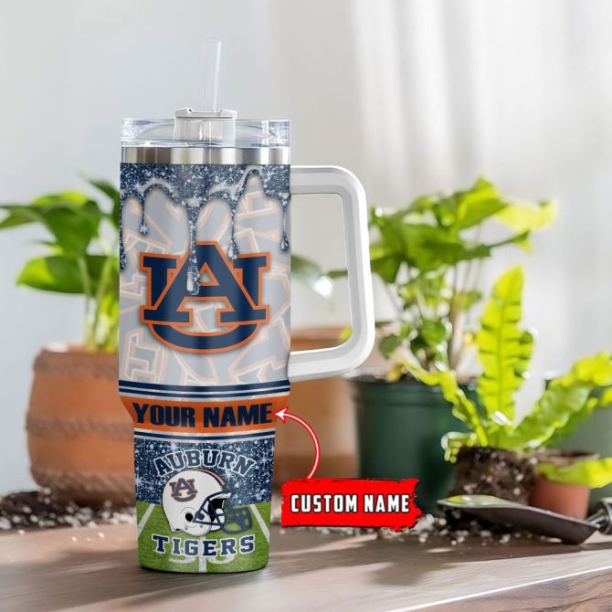 Auburn Tigers Ncaa Glitter Custom Stanley Quencher 40Oz Stainless Steel Tumbler With Handle