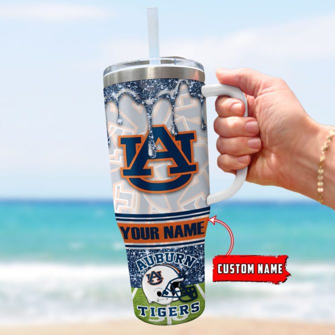 Auburn Tigers Ncaa Glitter Custom Stanley Quencher 40Oz Stainless Steel Tumbler With Handle - Image 3
