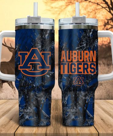 Auburn Tigers Ncaa Hunting Custom Stanley Quencher 40Oz Stainless Steel Tumbler With Handle