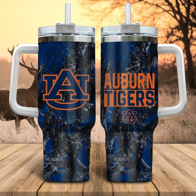 Auburn Tigers Ncaa Hunting Custom Stanley Quencher 40Oz Stainless Steel Tumbler With Handle