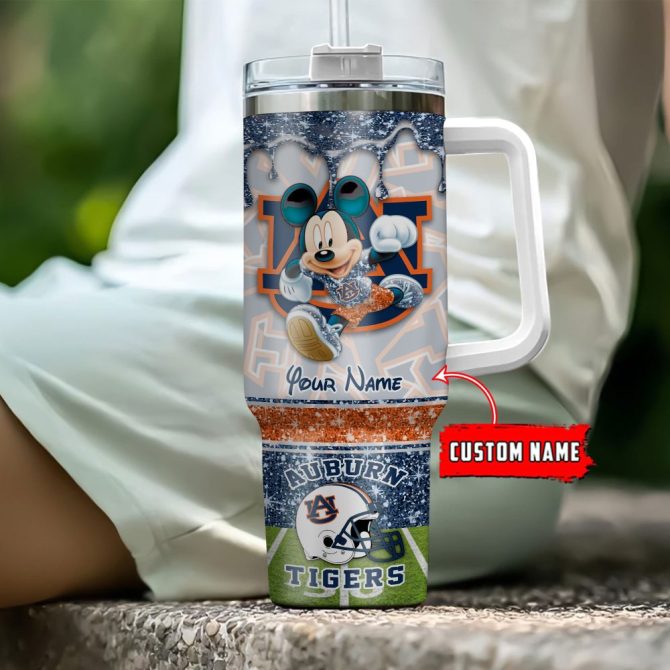 Auburn Tigers Ncaa Mickey Mouse Glitter Custom Stanley Quencher 40Oz Stainless Steel Tumbler With Handle - Image 4