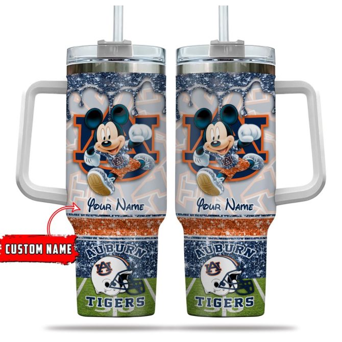 Auburn Tigers Ncaa Mickey Mouse Glitter Custom Stanley Quencher 40Oz Stainless Steel Tumbler With Handle - Image 5