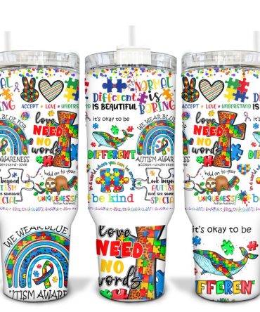Autism Awareness Custom Stanley Quencher 40Oz Stainless Steel Tumbler With Handle