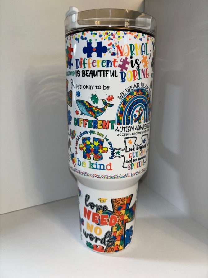Autism Awareness Custom Stanley Quencher 40Oz Stainless Steel Tumbler With Handle - Image 3