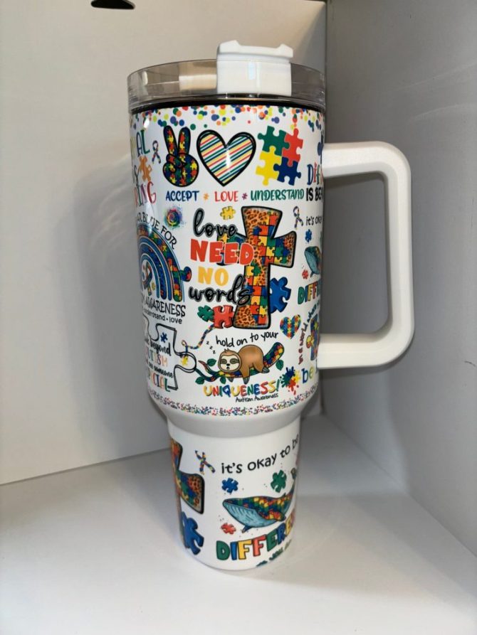 Autism Awareness Custom Stanley Quencher 40Oz Stainless Steel Tumbler With Handle - Image 4