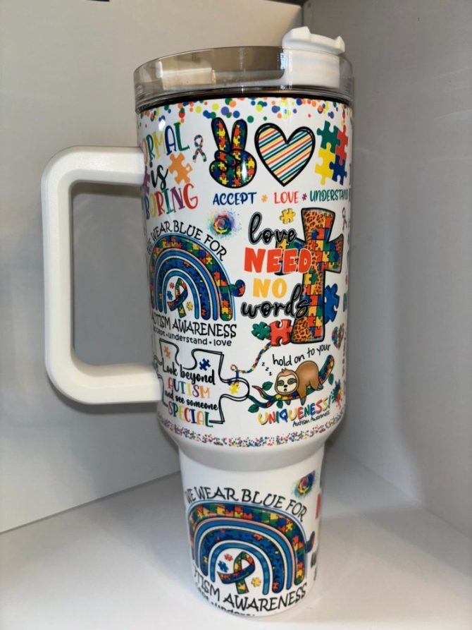 Autism Awareness Custom Stanley Quencher 40Oz Stainless Steel Tumbler With Handle - Image 2