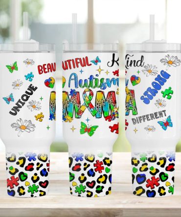 Autism Mama Appreciation Custom Stanley Quencher 40Oz Stainless Steel Tumbler With Handle