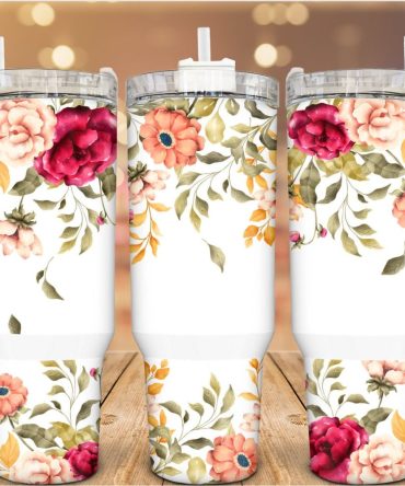 Autumn Floral Custom Stanley Quencher 40Oz Stainless Steel Tumbler With Handle
