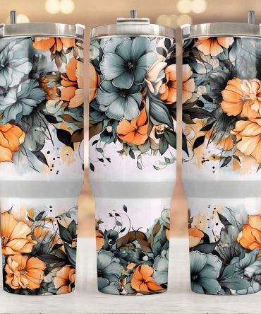 Autumn Floral Custom Stanley Quencher 40Oz Stainless Steel Tumbler With Handle