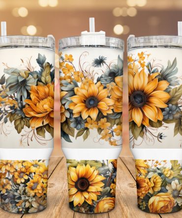 Autumn Floral Custom Stanley Quencher 40Oz Stainless Steel Tumbler With Handle