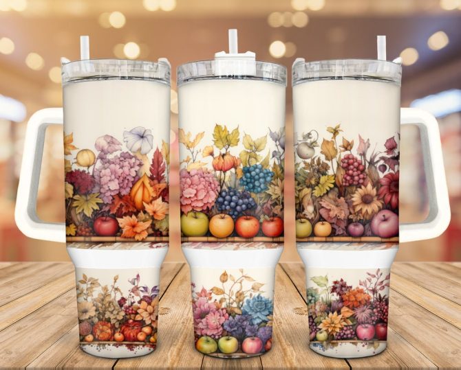 Autumn Harvest Custom Stanley Quencher 40Oz Stainless Steel Tumbler With Handle