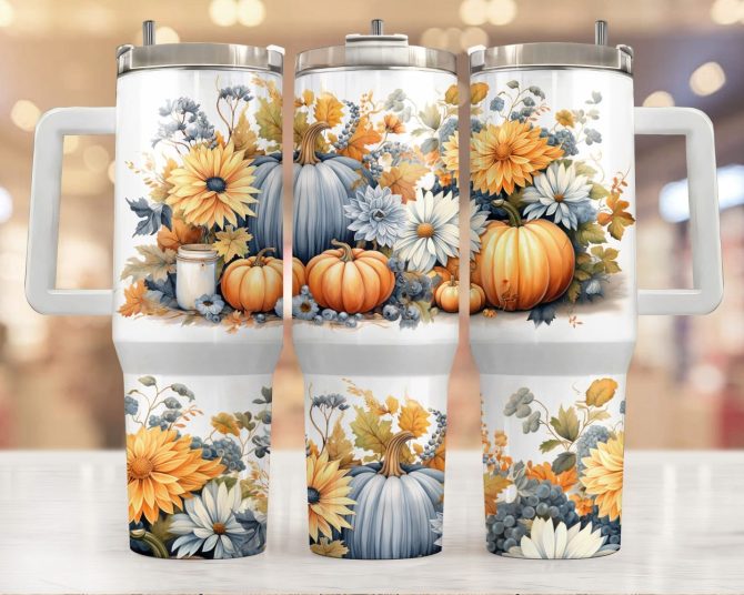 Autumn Harvest Custom Stanley Quencher 40Oz Stainless Steel Tumbler With Handle