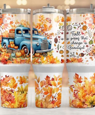 Autumn Harvest Custom Stanley Quencher 40Oz Stainless Steel Tumbler With Handle