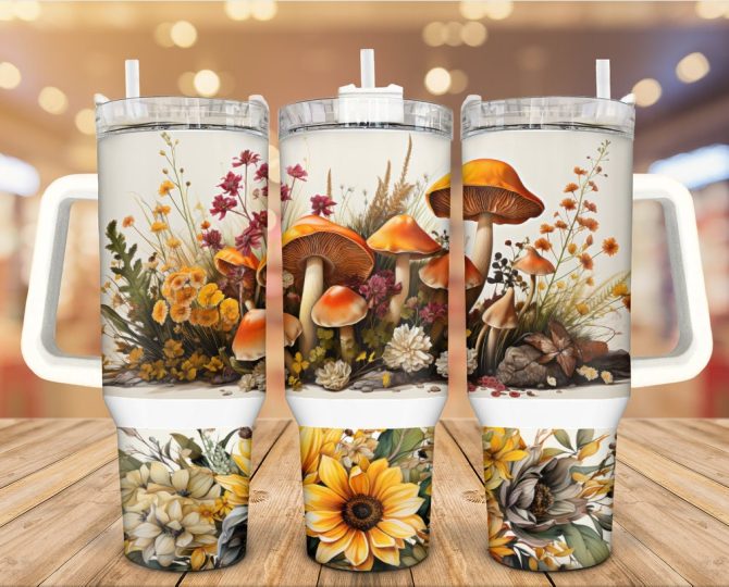 Autumn Mushrooms Harvest Custom Stanley Quencher 40Oz Stainless Steel Tumbler With Handle