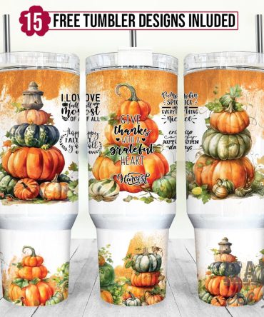 Autumn Pumpkin Custom Stanley Quencher 40Oz Stainless Steel Tumbler With Handle