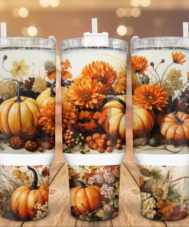 Autumn Pumpkins Custom Stanley Quencher 40Oz Stainless Steel Tumbler With Handle