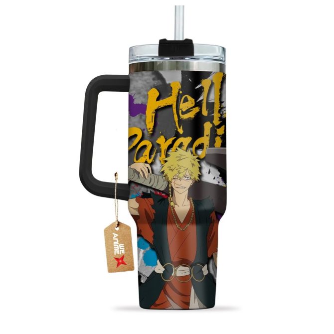 Aza Chobe Hell #8217;S Paradise: Jigokuraku Anime Custom Stanley Quencher 40Oz Stainless Steel Tumbler With Handle - Image 4