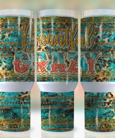 Aztec Pattern Custom Stanley Quencher 40Oz Stainless Steel Tumbler With Handle