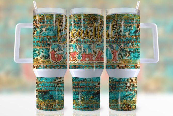 Aztec Pattern Custom Stanley Quencher 40Oz Stainless Steel Tumbler With Handle